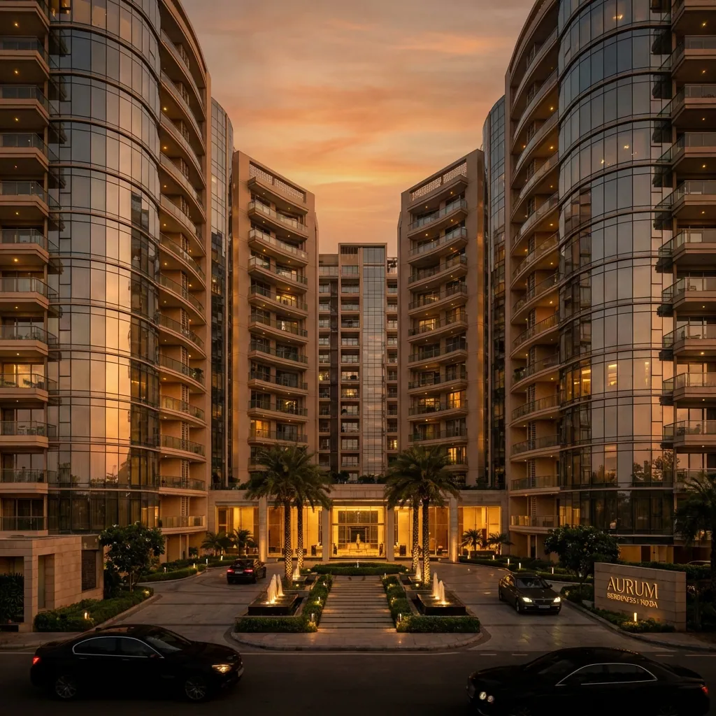 Corporate commercial office tower and high-street retail asset structure along Noida Expressway