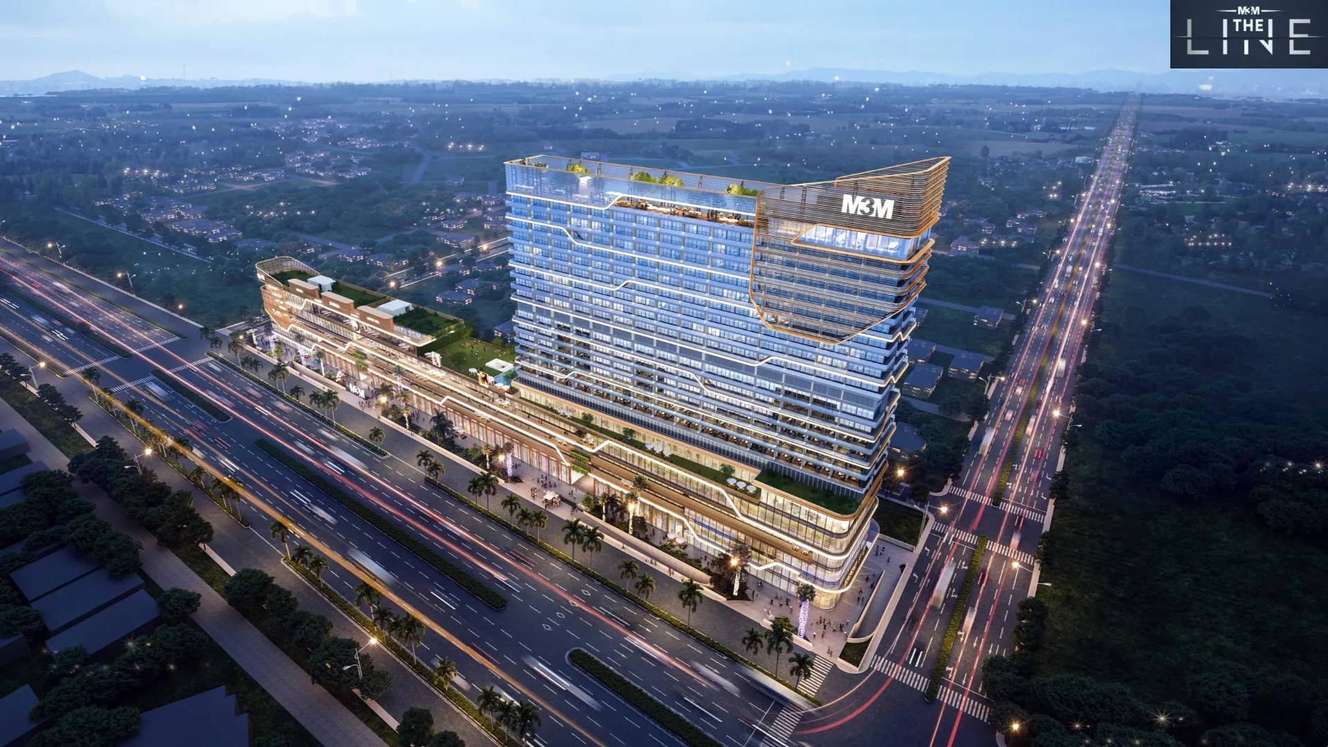 M3M The Line Noida commercial mixed-use development aerial render