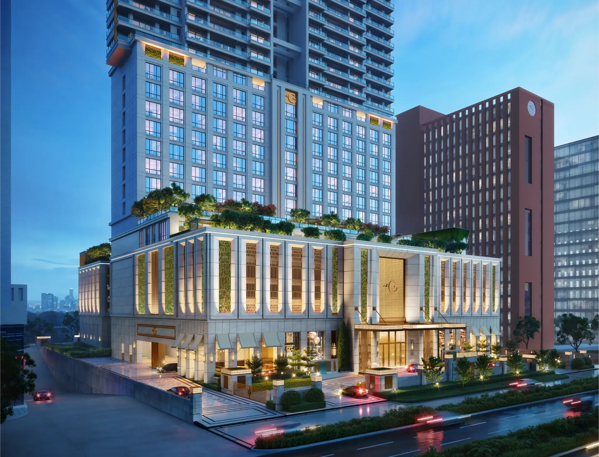 Taj Skyscape Serviced Apartments Noida single vertical tower elevation